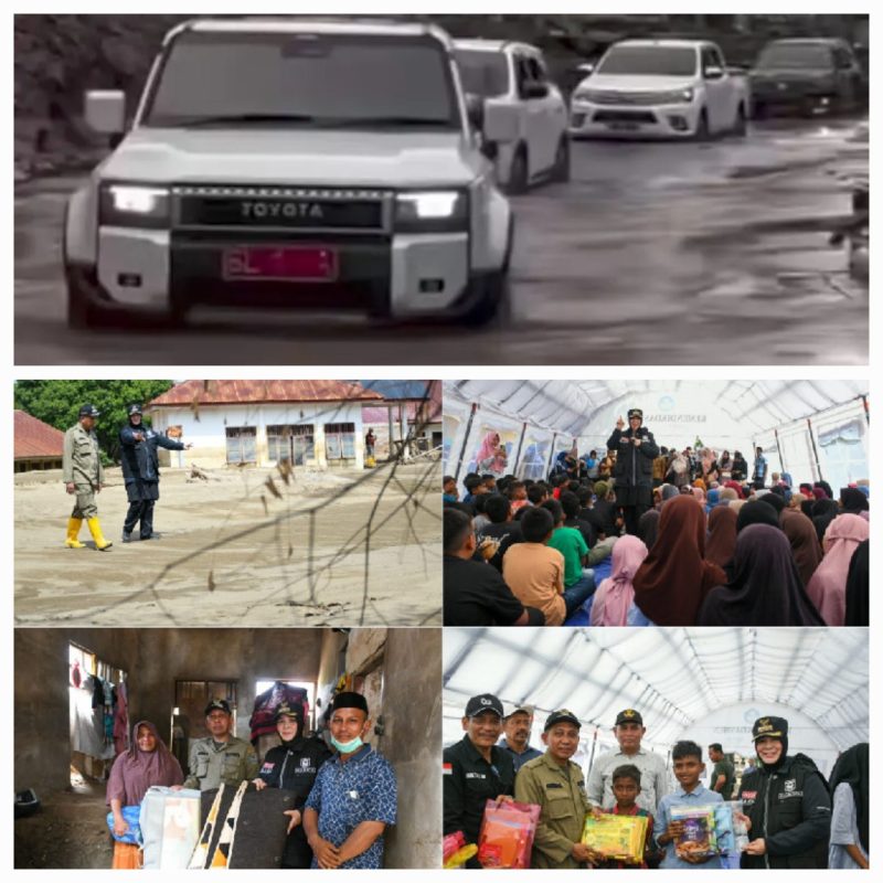 Wali kota Banda Aceh Illiza bersama rombongannya menerjang segala rintangan demi memastikan bantuan sampai kepada warga yang membutuhkan.