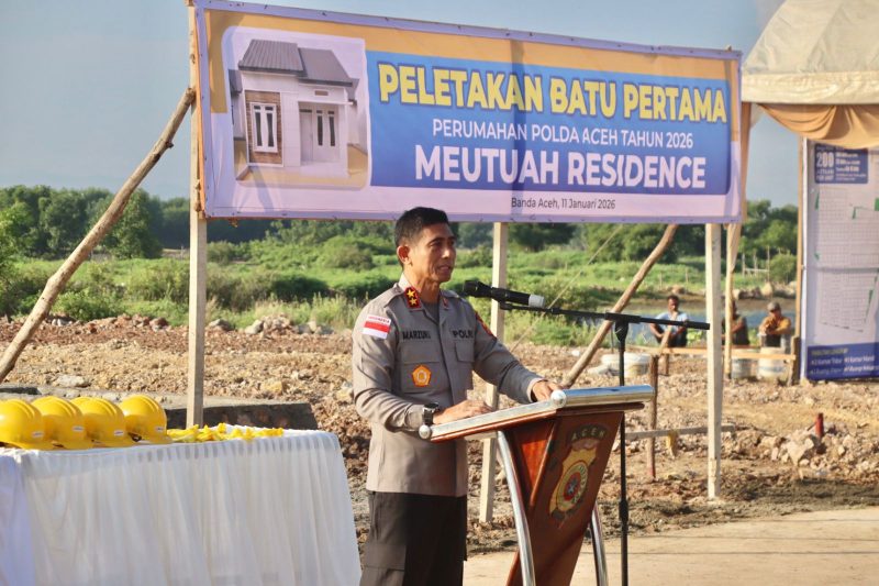 Irjen Pol. Marzuki Ali Basyah, dalam sambutannya pada peletakan batu pertama pembangunan Perumahan Meutuah Residen di Desa Deah Raya, Kecamatan Syiah Kuala, Banda Aceh, Minggu, (11/01/2026).