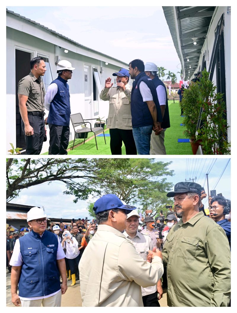 Gubernur Aceh, Muzakir Manaf & Wakil Gubernur Aceh, Fadhlullah, SE mendampingi Presiden RI Prabowo Subianto dalam rangka meninjau Hunian Sementara di Kab. Aceh Tamiang, Kamis, 1/1/2026.